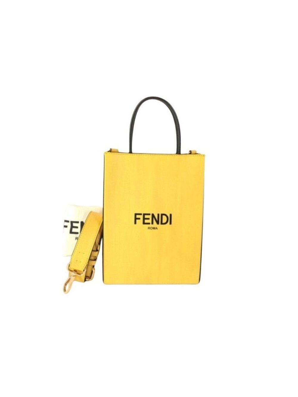 Fendi Handbag Small Shopping Bag Yellow Leather 2-Way